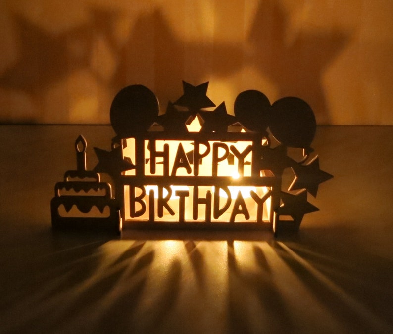 Birthday Gift for mom holiday ornament Birthday gift Happy Birthday light decoration Happy Birthday decor wooden candlestick