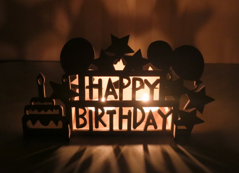 Birthday Gift for mom holiday ornament Birthday gift Happy Birthday light decoration Happy Birthday decor wooden candlestick
