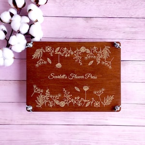 Prensa de flores con personalización, Secado de flores para recuerdos de jardín, Regalo de cumpleaños, Regalo de jardín, Prensa botánica con cartones, m12
