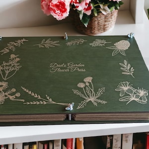 Pressa per fiori con trifoglio, tarassaco, menta, pressa per erbe personalizzata, pressa per piante di fiori, pressa per essiccazione delle piante, pressa per fiori per lavoretti per bambini m44