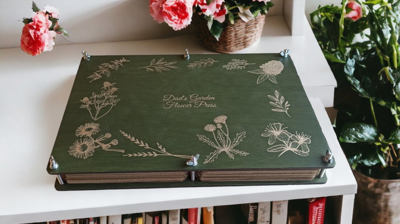 Flower Press with clover, dandelion, mint, Personalized Herb press, flower plants press, plant drying press, Kids Craft Flower press m44