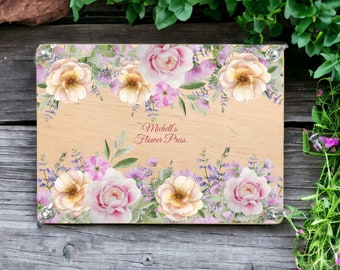 Flower Press with delightful roses, Happy Birthday gift Personalized Botanical flower herb kit modern floral design, Oshibana flower art m71