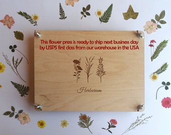 Flower Press with Herbarium design, Nature lovers gift, Herb press, Flower Pressing Kit, Happy Birthday Gift flower herb press kit