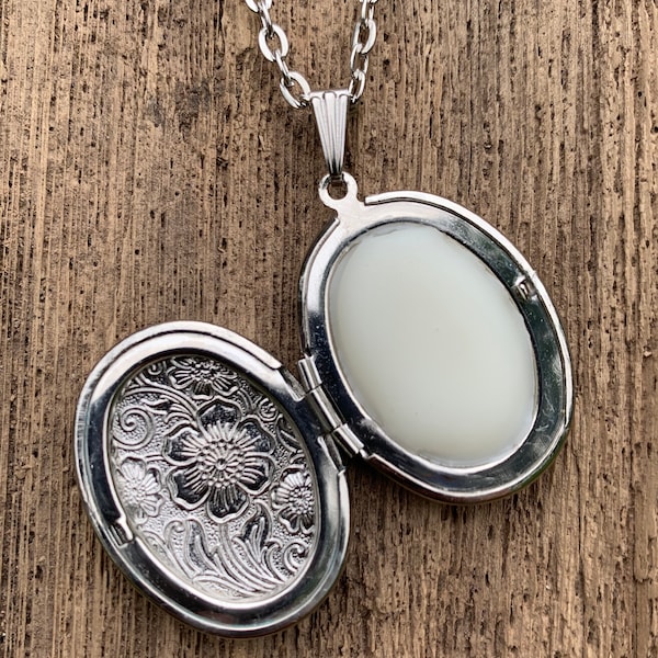 Vintage Style Antiqued Silver Locket filled with solid perfume