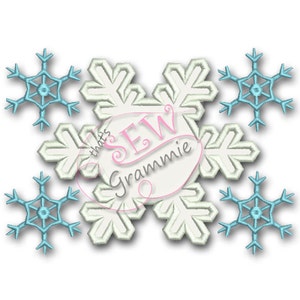Snowflake Font Frame Applique Design