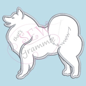 American Eskimo Silhouette Applique Design