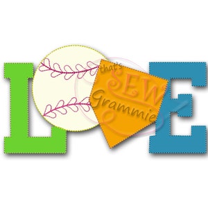 Softball LOVE Raggy Applique