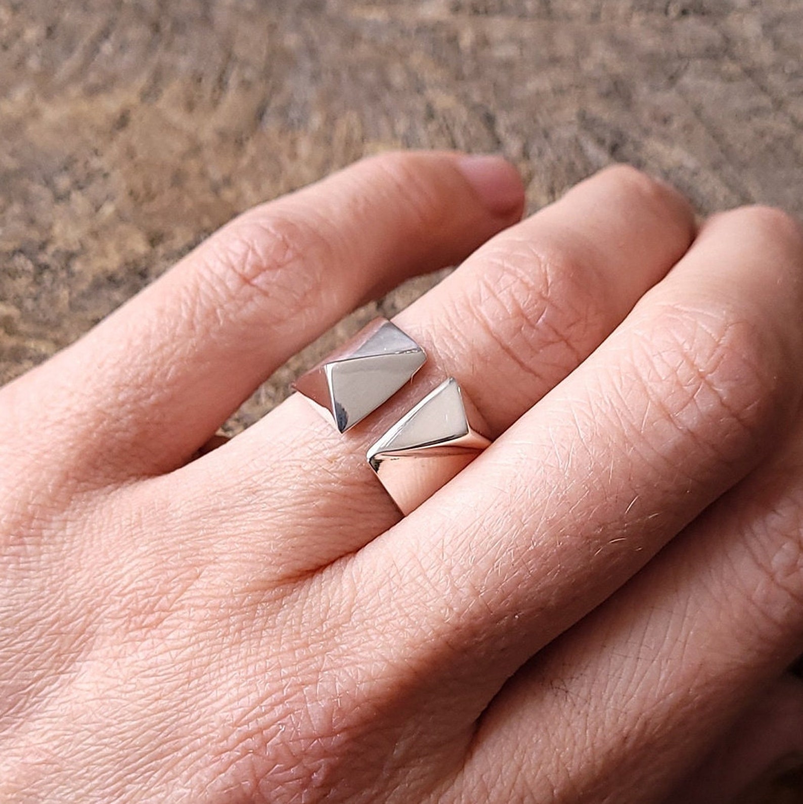 Minimalist Adjustable Sterling Silver Rebel Rebel Ring Size 6 1/2 to 7 ...