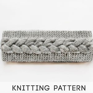 May include: Gray knitted headband with a cable knit pattern.