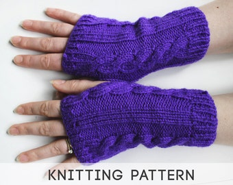 Fingerless Gloves PDF Knitting Pattern | Cable Knit Arm Warmers Digital Pattern - Instant Download
