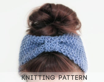 Patrón de punto de diadema de arco PDF / Patrón de envoltura de cabeza de turbante de punto - Descarga digital Earwarmer