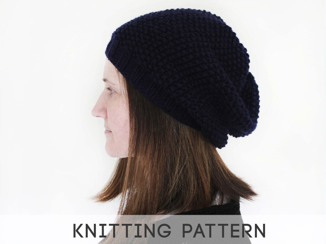 Women's Slouchy Hat Knitting Pattern PDF | Chunky Knit Beanie Pattern ...