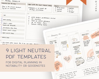 Minimales digitales Planer-Bundle – Lichtneutral / Bekanntheit / Gute Notizen