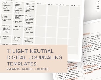 Digital Journaling Bundle - Light Neutral Minimal / Bemerkenswert / Gute Noten