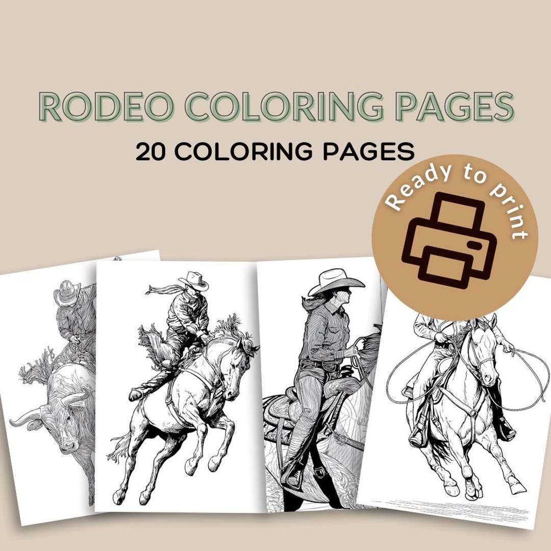 Rodeo Coloring Pages: Cowboy & Cowgirl Western Theme (printable PDF) - Etsy