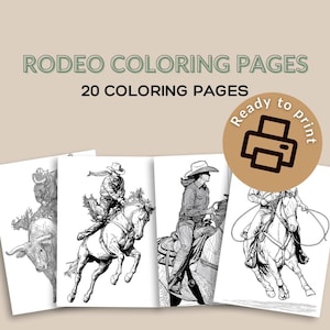 Rodeo Coloring Pages: Cowboy & Cowgirl Western Theme (Printable PDF)