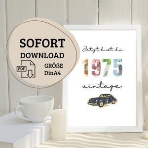 50° compleanno, ora sei vintage 1975, download digitale istantaneo, PDF A4, last minute, fai da te, regalo in denaro per un compleanno importante