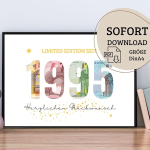 30. Geburtstag, limited edition 1995, digitaler sofort download, DinA4 PDF, Last minute Geschenk, Diy, Geldgeschenk zum runden Geburtstag