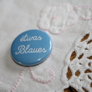 something blue button for the wedding