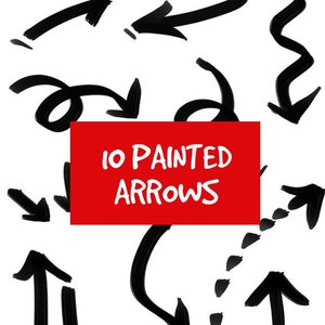 10 Painted Arrows Graphics Set, Clipart - Instant Download - PNG, JPG, arrows, symbols for design, scrapbooking, and more