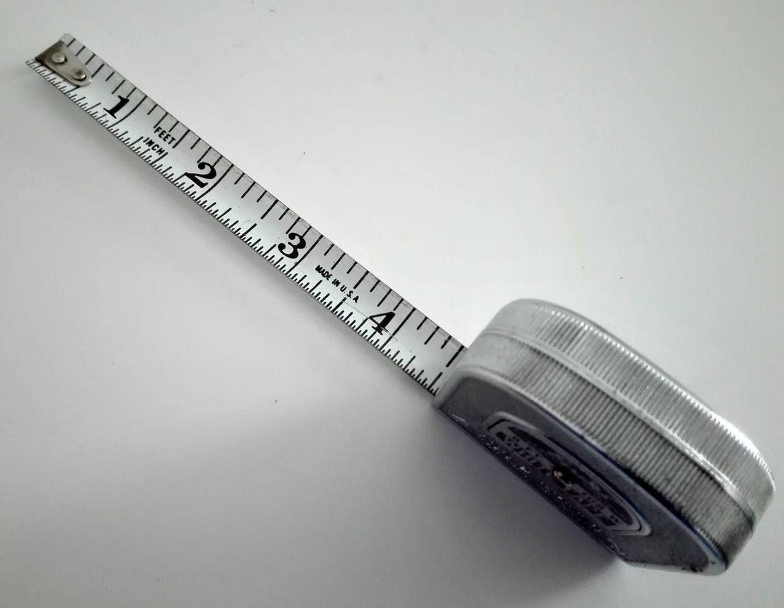 Vintage American Inside Tape Measure, Retractable 8 Feet Ruler, USA