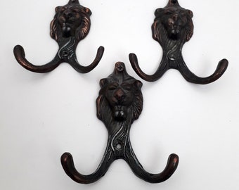 Set of 3 vintage Romanian lion metal hangers, clothes display, clothing hanger, 80s, wall hanging