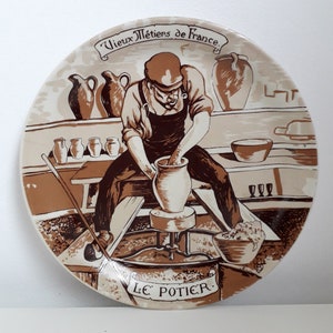 Placa de porcelana vintage Ver Metiers de France Le Potier Provence Cote D Azur Placas de coleccionista de porcelana coleccionable francesa