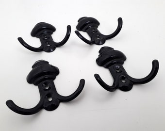 Set of 4 vintage Romanian black metal hangers, clothes display, clothing hanger, 1990s