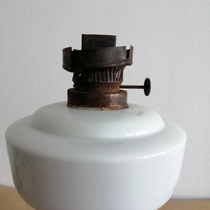 Vintage antique white tall ceramic kerosene oil table lamp without globe or textile burner lamps