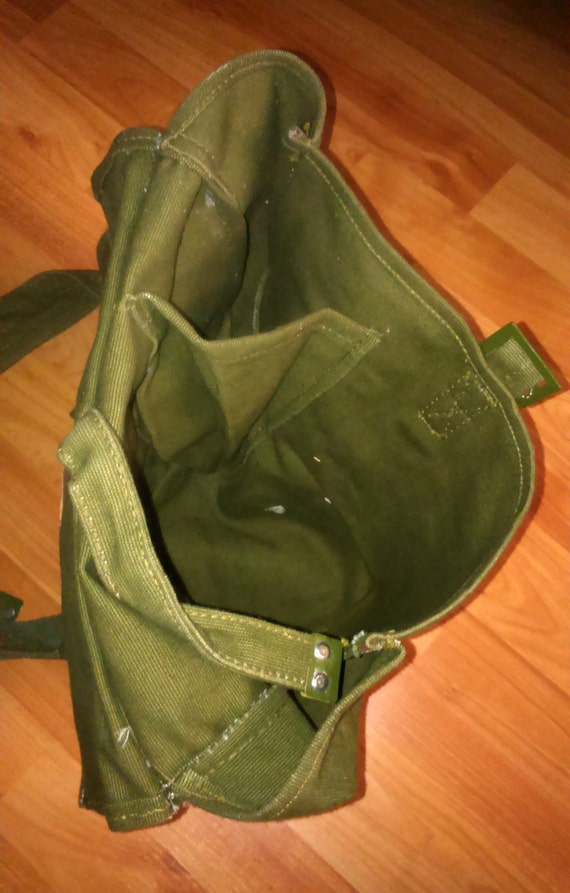 Vintage Romanian military army canvas bag green m… - image 2