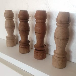 LAST ONES Vintage lot of 4 unpainted natural solid wood furniture sofa armchair bed buffet coffee table feet decoration accessories