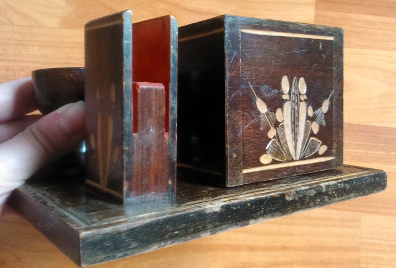 Vintage Cigarette Dispenser Storage Wood Box with Ashtray and Etsy
