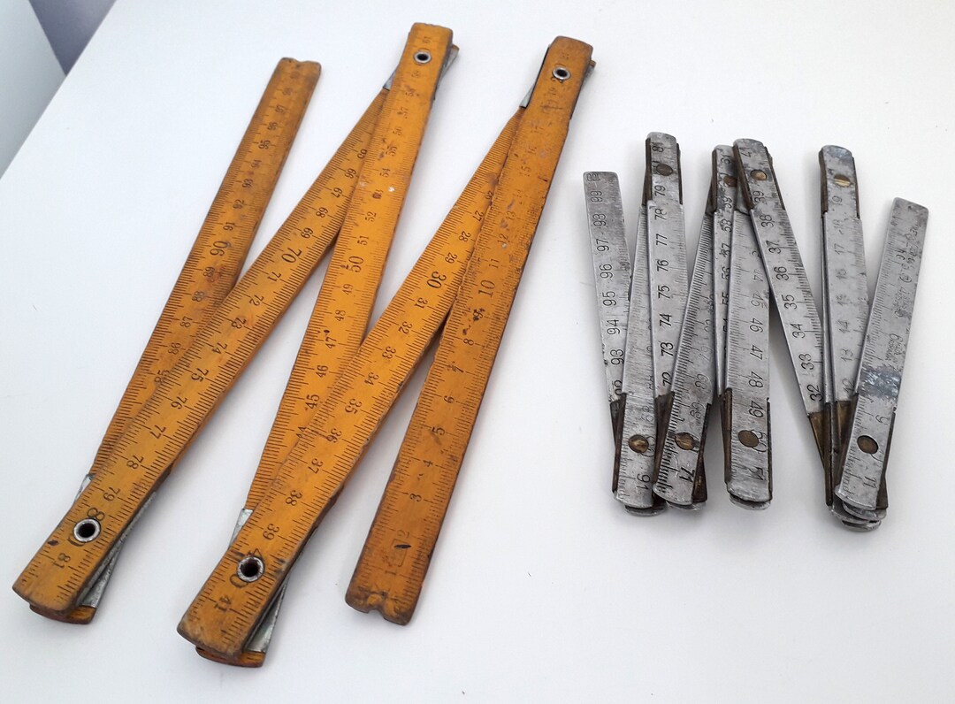 Extending Measuring Ruler Vintage Extension Metal and Wood Rulers 100 Centimeters, Geometry ...