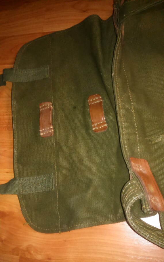 Vintage Romanian military army canvas bag green m… - image 3