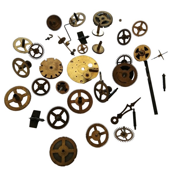 Lot of vintage mechanical mechanism movement clock parts steampunk DIY crafts clockmakers replacement repairs mixed tools steam punk