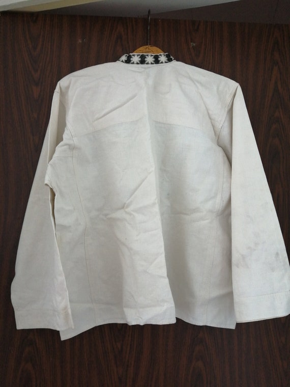 Vintage old Romanian traditional man shirt blouse… - image 8