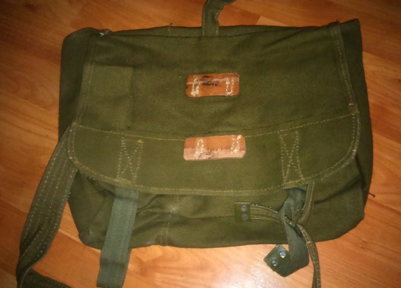Vintage Romanian Military Army Canvas Bag Green Messenger Bag Etsy