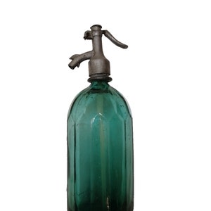 LAST ONE - 1950s vintage Romanian soda siphon seltzer bottle retro aluminium top industrial decor 1L