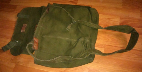 Vintage Romanian military army canvas bag green m… - image 4