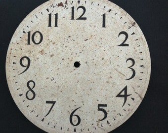 Vintage clock metal dial face, with numerals, dials clocks, vintage shabby home decor, replacement parts
