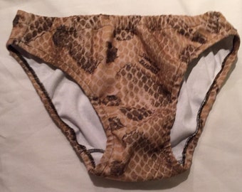 Testudineus Mens Metallic Thong Swimsuit Snake Printed Underwear Briefs Trunks Underpants Bikini Swimwear