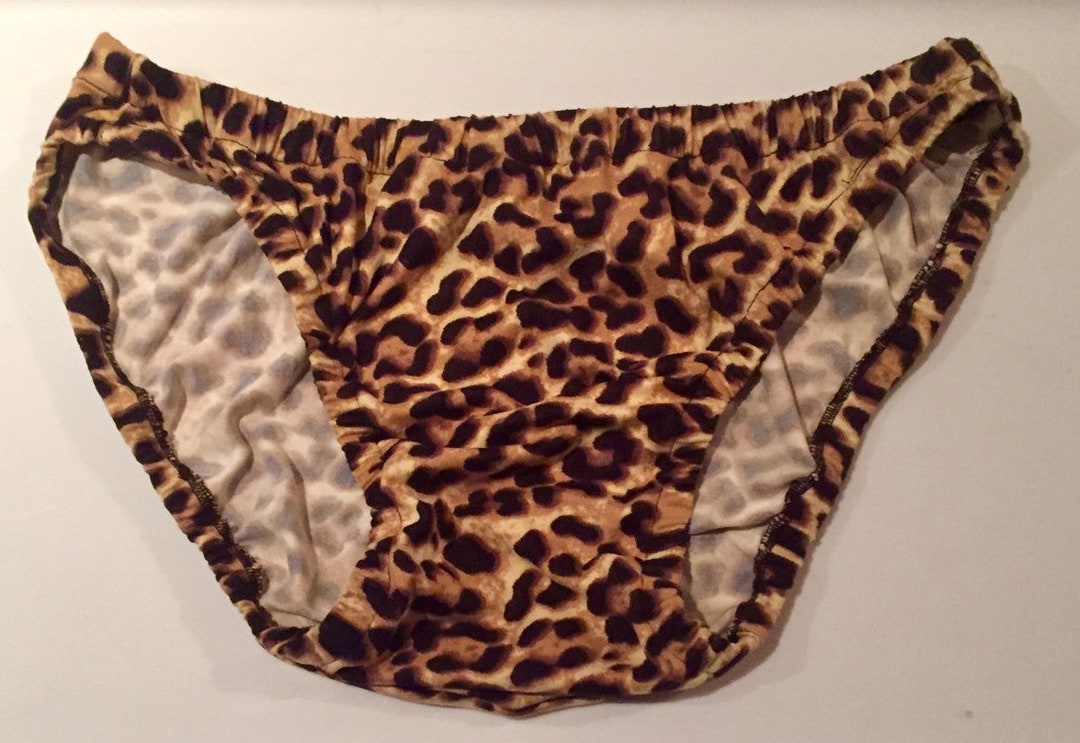 Brown Leopard Print Mens Bikini Brief Underwear 
