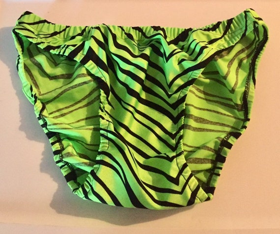 Lime Green Black Zebra Mens Bikini Brief Spandex Underwear 