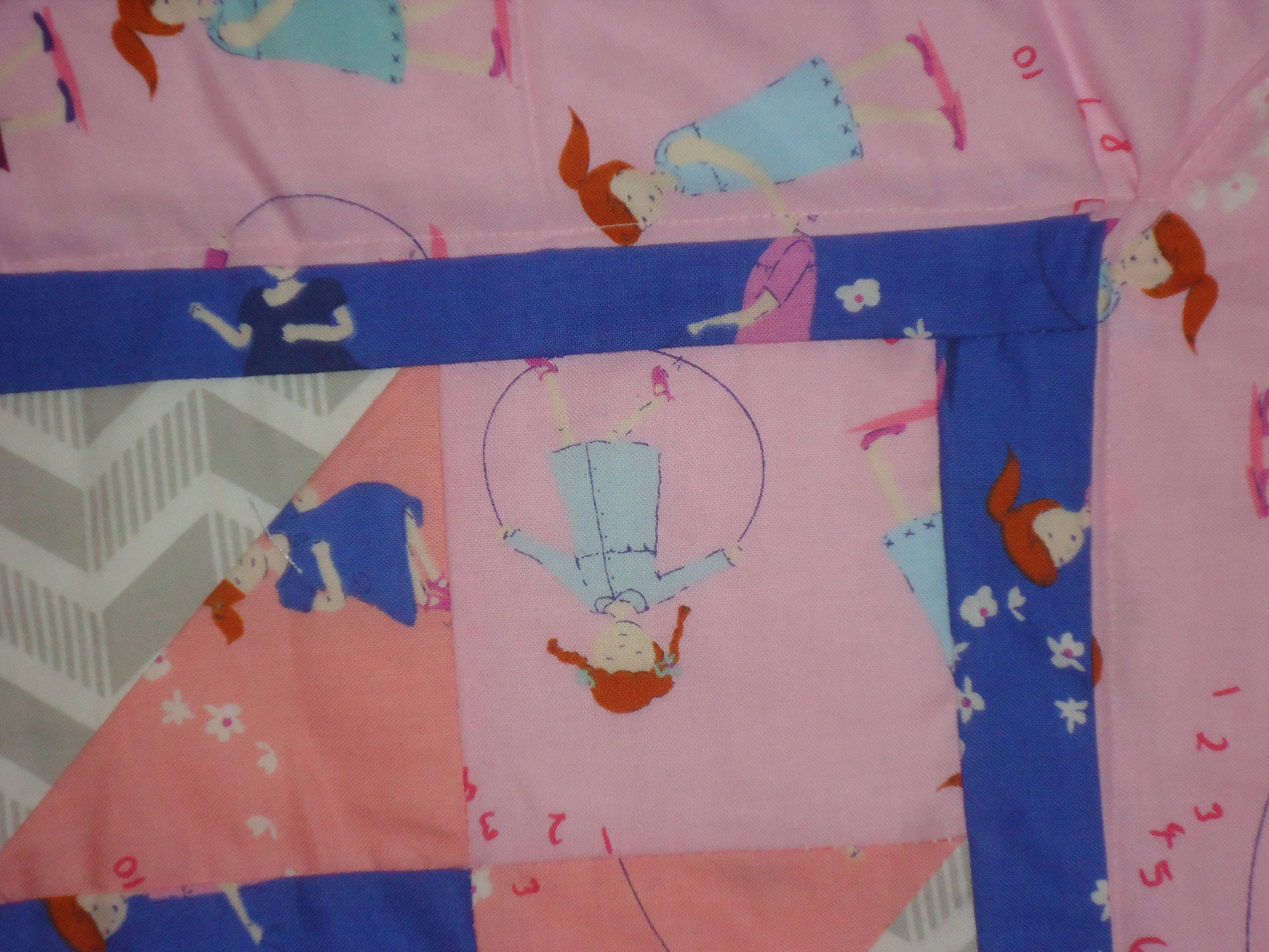 Skipping Girl BABY/COT QUILT in Pinks & Greys Handmade Etsy UK