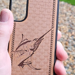 Holz Handyhülle, Holz Handyhülle, iPhone 13, iPhone 14, Samsung S22, Samsung S23, Blue Marlin