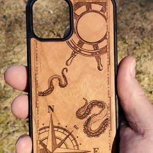 iPhone  case, Samsung phone case, wood phone case, laser engraved phone case, nautical gift