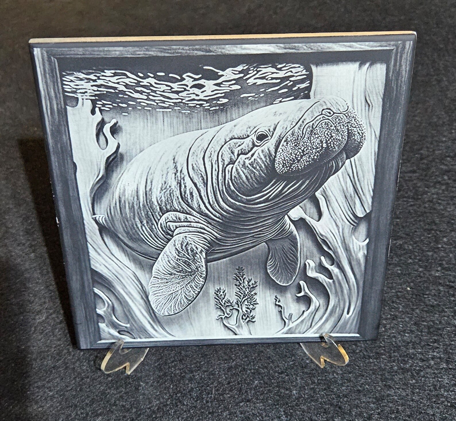 Manatee Tile Laser Engraved Manatee Ceramic Tile - Etsy