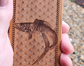 Wood Phone Case, iPhone 13 Case, iPhone 14 Case, Samsung S22 Case, Samsung S23 Case, Wahoo Phone Case, Fishing Gift