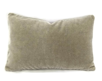 13&quot; x 20&quot; Mario Sirtori Alpaca Mohair in Gray Lumbar Pillow Cover - Long Hair Plush Mohair Velvet Grey Rectangle Accent Cushion Cover
