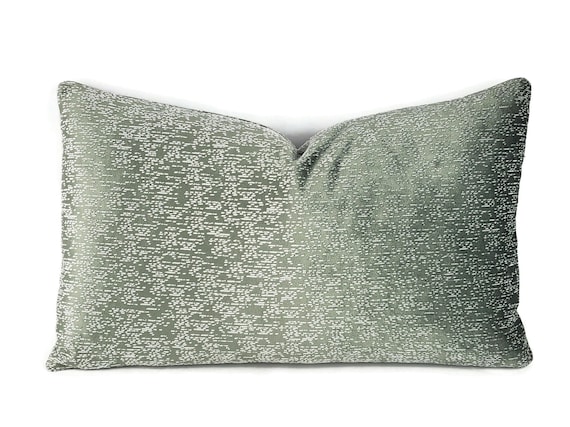 Jane Churchill Silver Sage Velvet Lumbar Pillow Cover - 12" x 20"